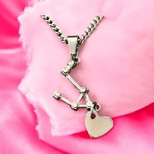 🆕 Libra Crystal Constellation Heart Necklace Alloy/Stainless Steel